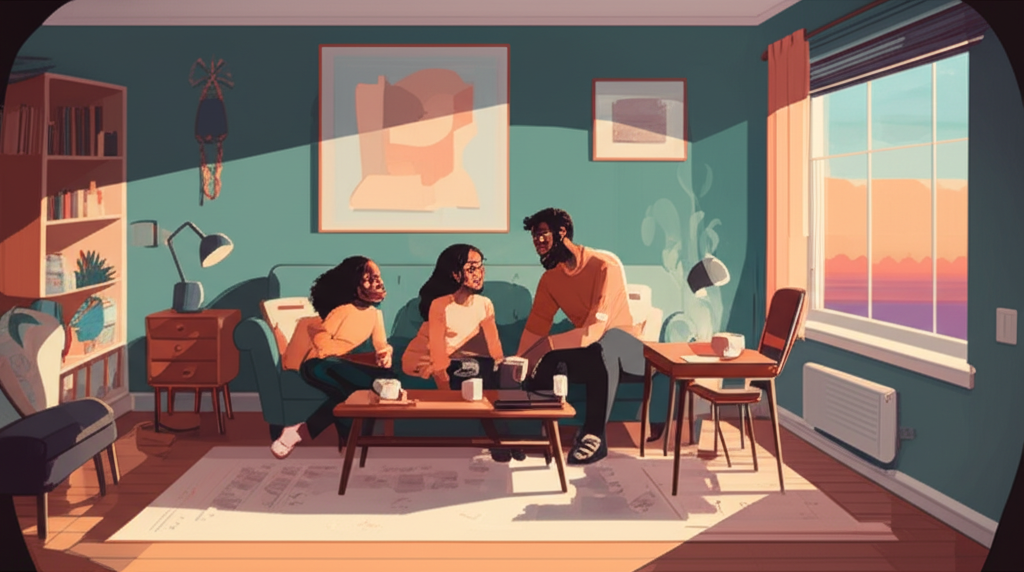 Happy family in energy efficient home